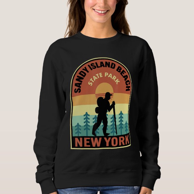 Sweatshirt Sandy Island Beach State Park New York Retro Hikin (Devant)