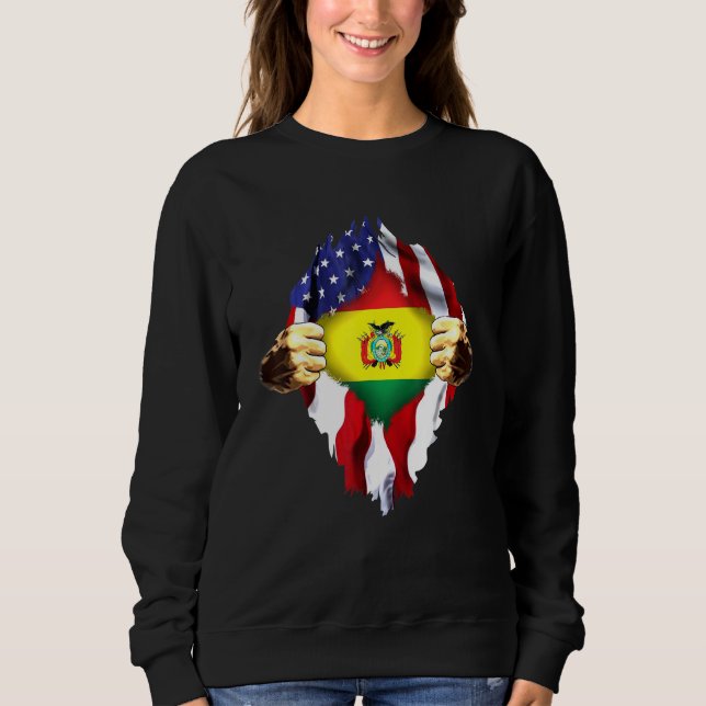 Sweatshirt Sang bolivien en moi Bolivie Drapeau américain (Devant)