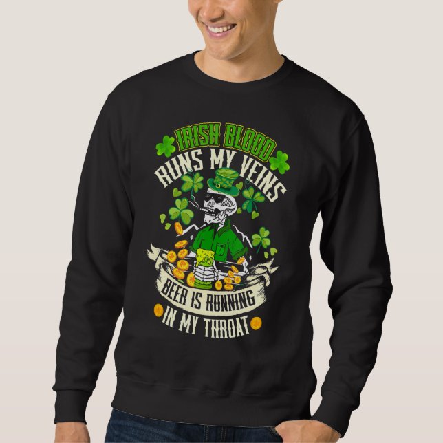Sweatshirt Sang Irlandais Coule Mes Veines Drôle Crâne Sucre  (Devant)