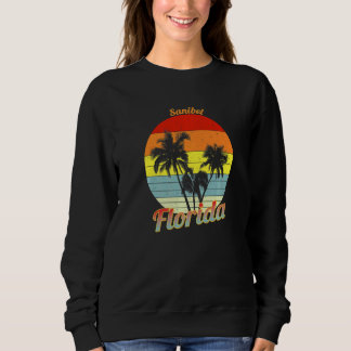Sweatshirt Sanibel Floride Rétro Palmiers Tropicaux Vacances