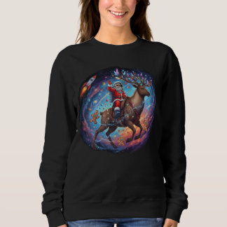 Sweatshirt Santa Astronaute Chevauchant des Renne Volants dan