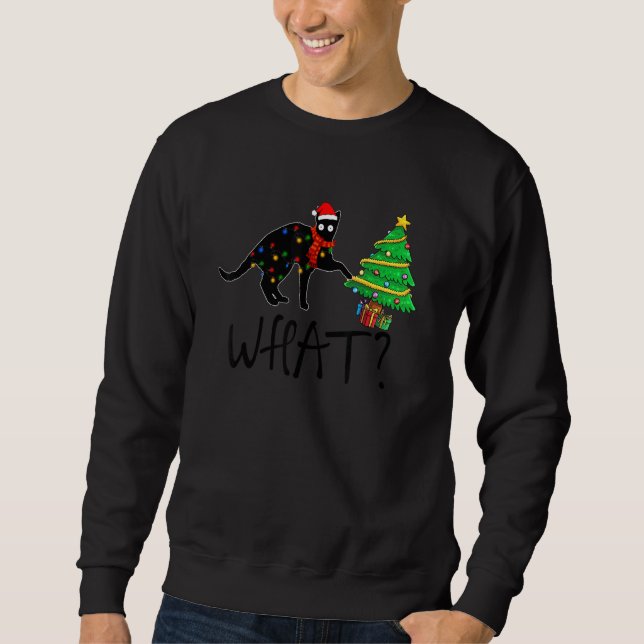 Sweatshirt Santa Black Cat and Christmas Light  What (Devant)