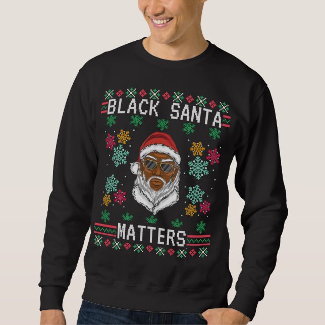 Sweatshirt Santa Claus Black Matters Noël Pyjama de Noël (Devant)