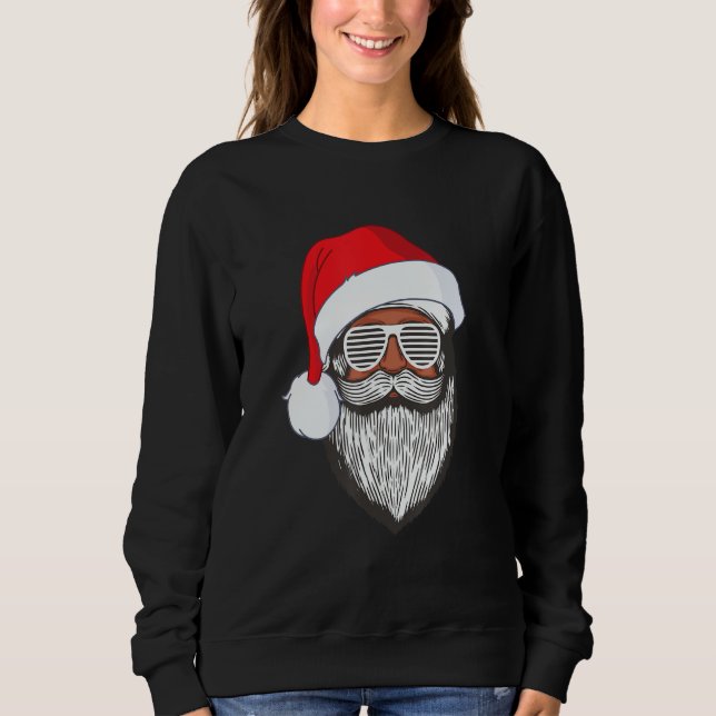 Sweatshirt Santa Claus Black Xmas Santa Afro African American (Devant)