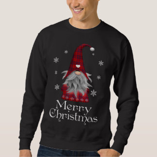 Sweatshirt Santa Claus Garden Gnome Joyeux Noël Plaid