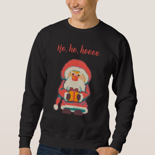 Sweatshirt Santa, Claus Ho, Ho, Pixelart, Pixel Art (Devant)