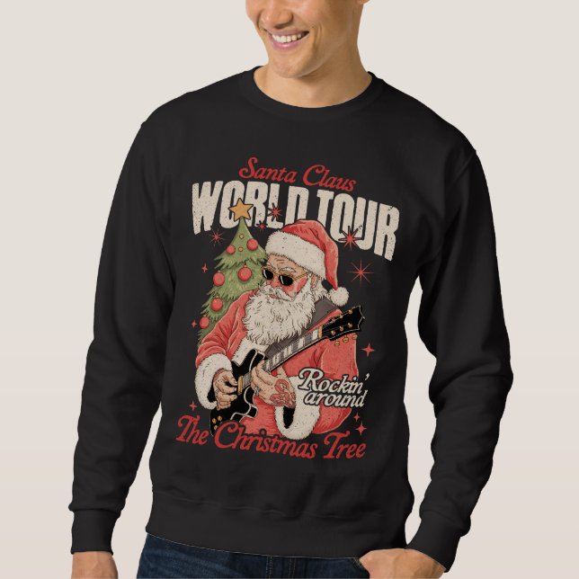 Sweatshirt Santa Claus World Tour Cool Christmas Music Guitar (Devant)
