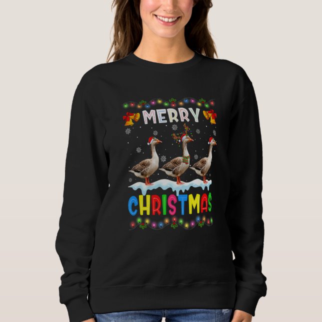 Sweatshirt Santa Goose Animals Merry Christmas Pajama (Devant)