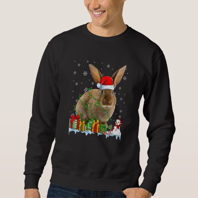 Sweatshirt Santa Hat Bunny Feux de Noël Animaux (Devant)