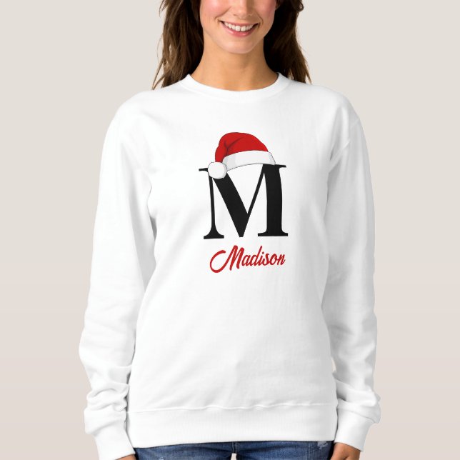 Sweatshirt Santa Hat Custom Monogramme Famille Noël (Devant)