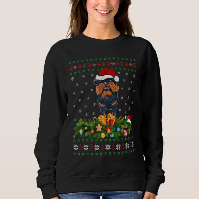 Sweatshirt Santa Hat Xmas Éclairage Laide Bruxelles Griffon C (Devant)