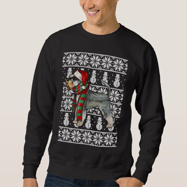 Sweatshirt Santa Hat Xmas Miniature Schnauzer Ugly Christmas (Devant)