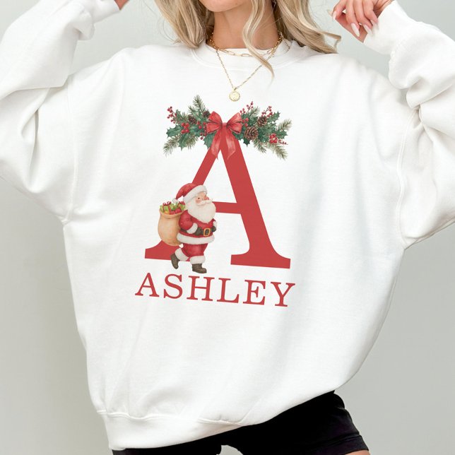 Sweatshirt Santa Monogrammé et Nom Famille Assortis (Créateur téléchargé)