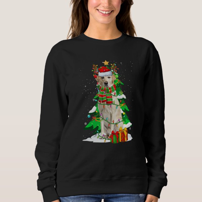 Sweatshirt Santa Reindeer Labrador Retriever Dog Xmas Lights  (Devant)