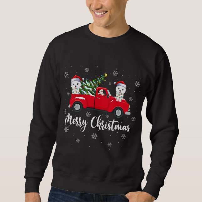 Sweatshirt Santa Riding Christmas Tree Truck Samoyed Dog Chri (Devant)