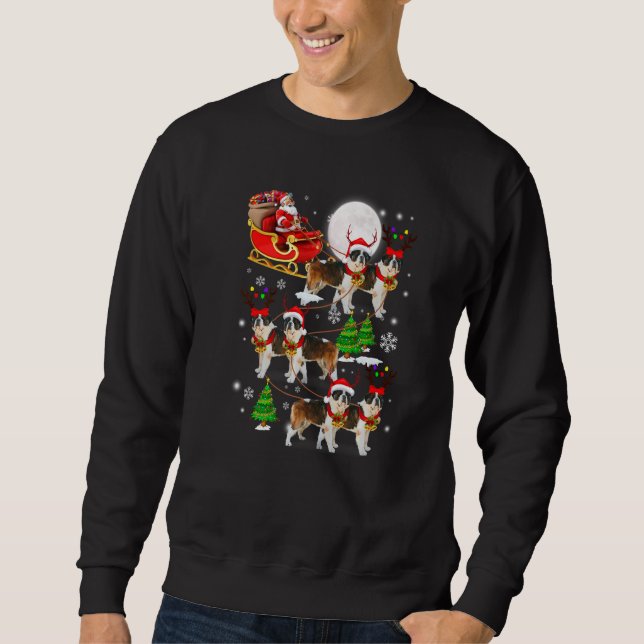 Sweatshirt Santa Riding St Bernard Sleigh Christmas Santa Rei (Devant)