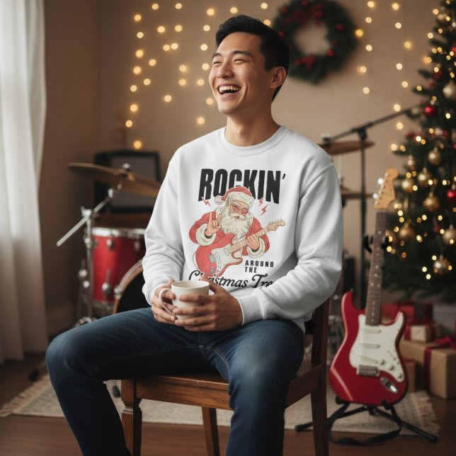 Sweatshirt Santa Rock Musique Arbre de Noël (Créateur téléchargé)