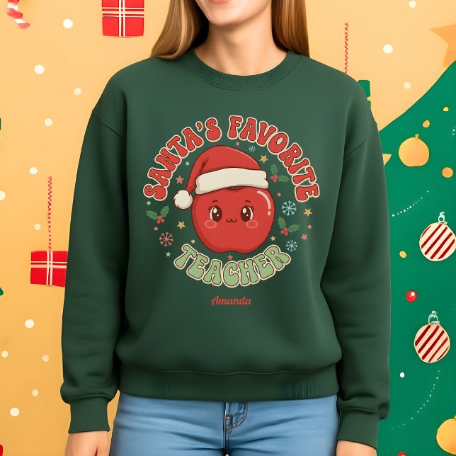 Sweatshirt Santa’s Favorite Teacher Funny Christmas (Créateur téléchargé)