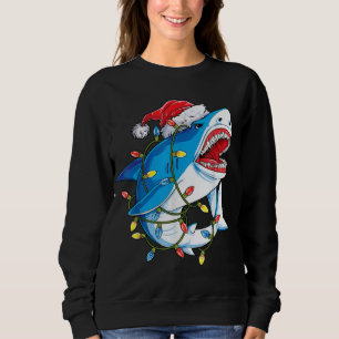 Sweatshirt Santa Shark Christmas Lights Sharkma Tree Xmas Bo