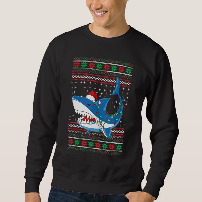 Sweatshirt Santa Shark  Christmas Ugly Sweater For Men Women  (Devant)