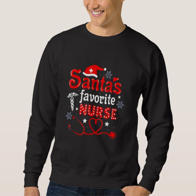 Sweatshirt Santa's Favorite CNA Nurse  Santa Hat Candy cane X (Devant)