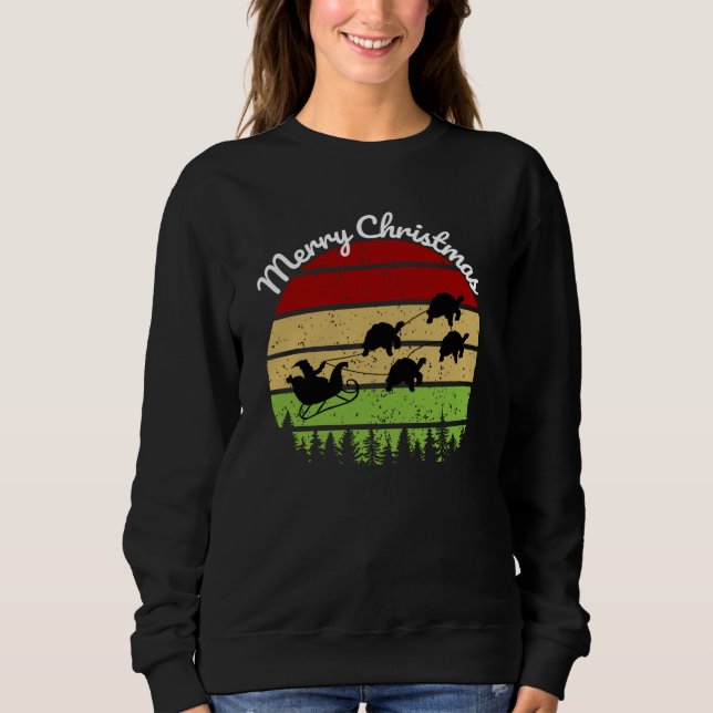 Sweatshirt Santas Sleigh tiré par des tortues (Devant)