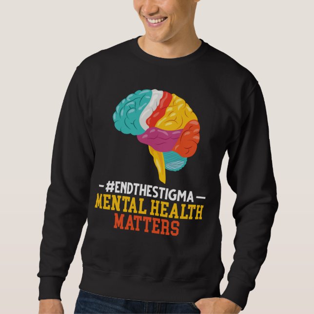 Sweatshirt Santé mentale du cerveau coloré (Devant)