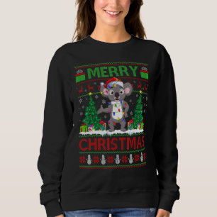 Sweatshirt Sapin de Noël Koala Lumières Santa laid Koala Noël