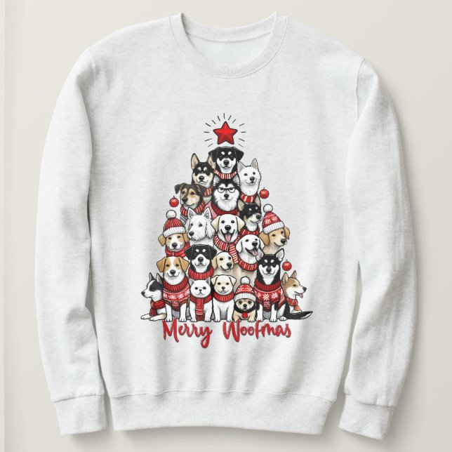 Sweatshirt Sapin de Noël Woofmas dégueu (Design devant)