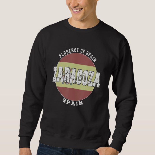 Sweatshirt Saragosse Espagne, Drapeau espagnol vintage (Devant)