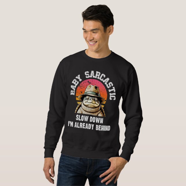 Sweatshirt Sarcastic Turtle Retro Sunset Graphic (Devant entier)
