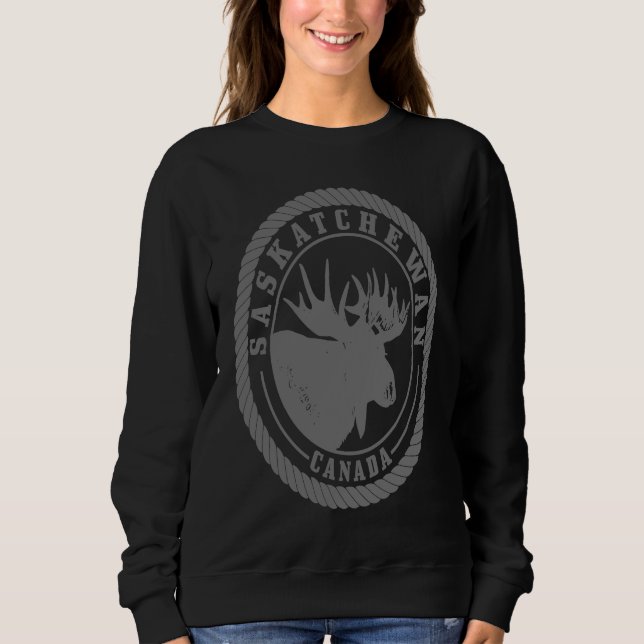 Sweatshirt Saskatchewan Canada Moose Vintage Hiking Nature Ca (Devant)