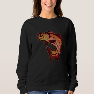 Sweatshirt Saumon totem indien d'Amérique du Nord-Ouest