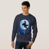 Sweatshirt Saut de la chemise d'ovale d'orque et de lune (Devant entier)