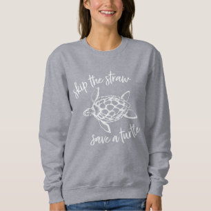 Sweatshirt Sauter la paille Sauver une tortue blanche sur gri