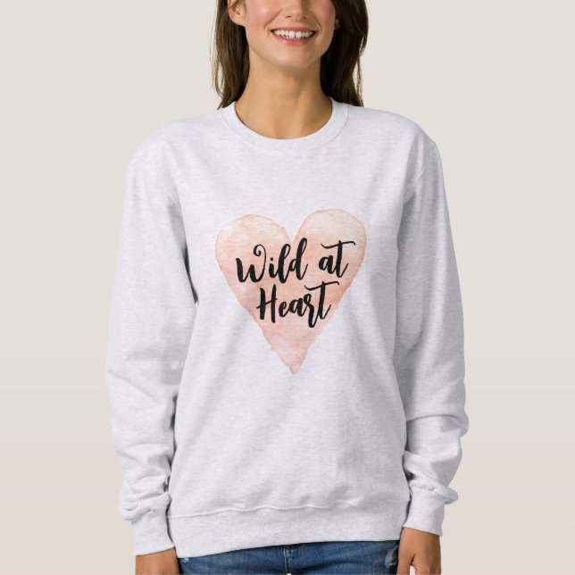 Sweatshirt Sauvage au coeur mignon pull gris cendré pour les  (Devant)