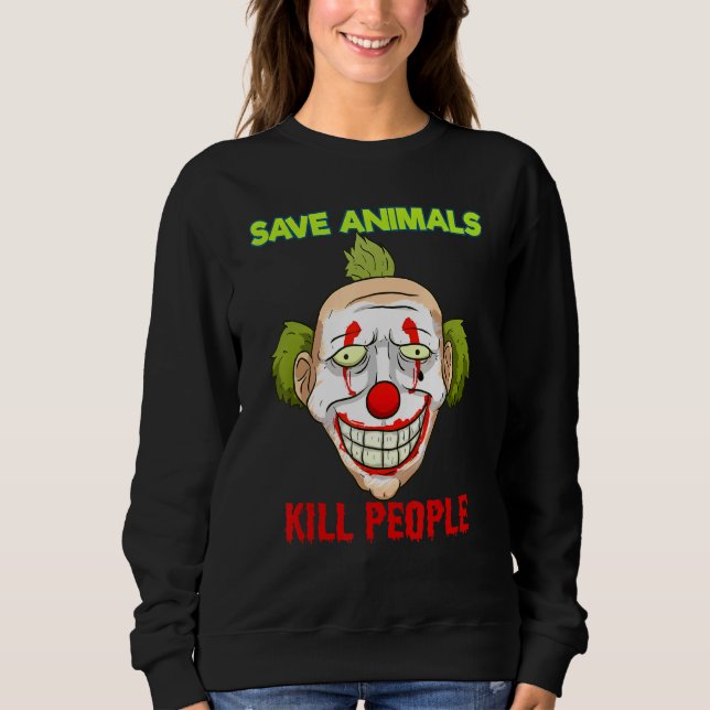 Sweatshirt Sauvez les animaux Horreur Halloween Vegan (Devant)
