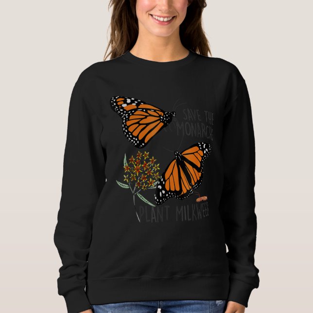 Sweatshirt Sauvez les monarques Plantez du laiteron Papillon (Devant)