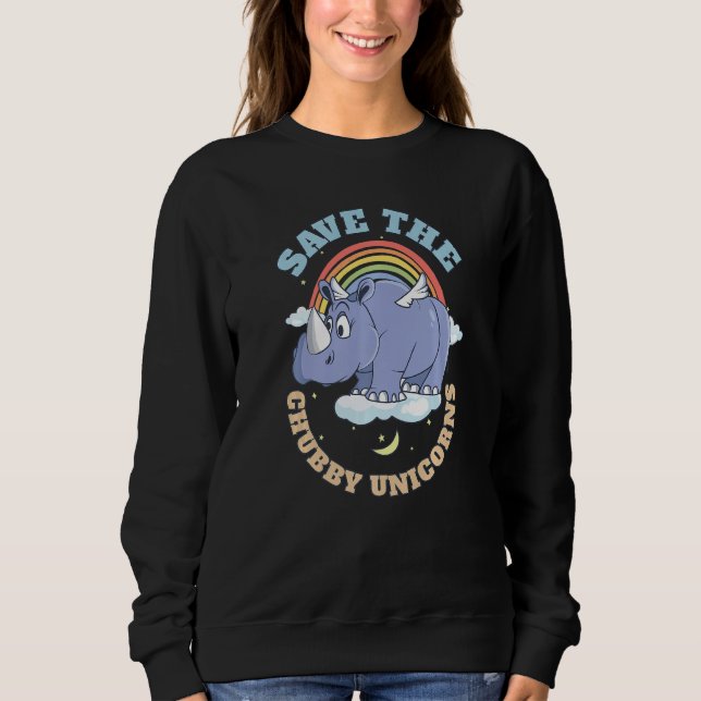 Sweatshirt Sauvez Les Unicornes De Chubby Rhinoceros Mignons  (Devant)