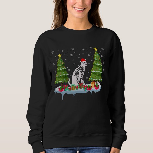 Sweatshirt Savannah Chat Xmas Arbre Éclairage Hommes Femmes L (Devant)