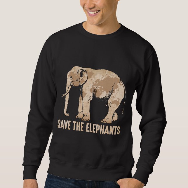 Sweatshirt Save Elephants Love Bien-être animal Retro World M (Devant)
