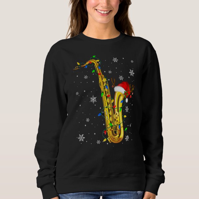 Sweatshirt Saxophone Christmas  Music  Xmas Lights Santa (Devant)
