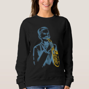Sweatshirt Saxophone Lecteur Jazz Musicien Saxophoniste Saxop
