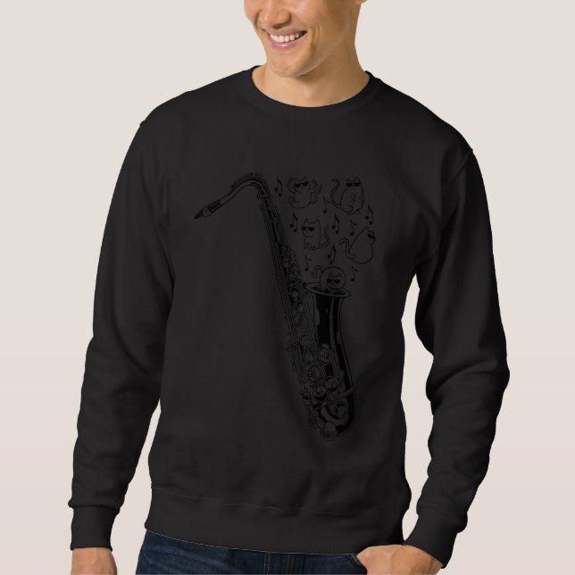 Sweatshirt Saxophone With Cats Saxophone Player Saxophonist (Devant)