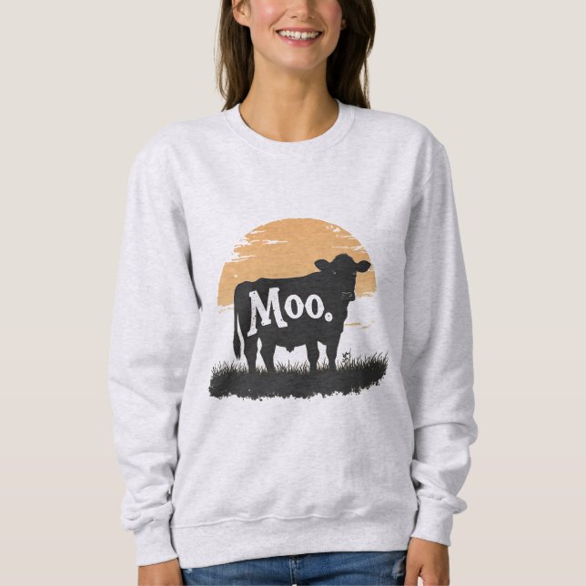 Sweatshirt Say Moo — Cute Cow Silhouette (Devant)