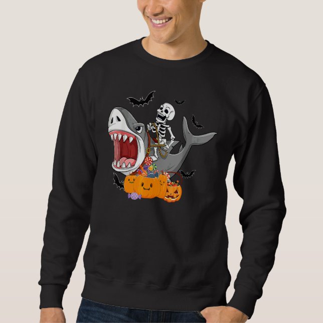 Sweatshirt Scary Halloween Jackolantern Skeleton Shark Costum (Devant)