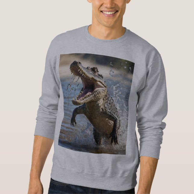 Sweatshirt Scary Jaws : Le Crocodile australien saute aux pie (Devant)