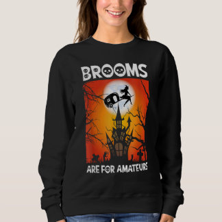 Sweatshirt Scary Spooky Halloween Haunted Castle Night Broom