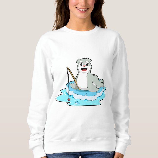 Sweatshirt Sceau à la pêche avec canne à pêche (Devant)