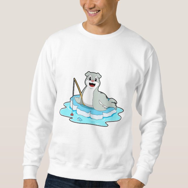 Sweatshirt Sceau à la pêche avec canne à pêche (Devant)